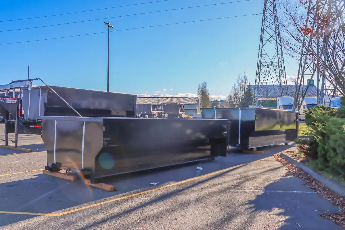 Roll-off dumpster ready for waste disposal at job site for Commercial Dumpster Rental in Wheelersburg